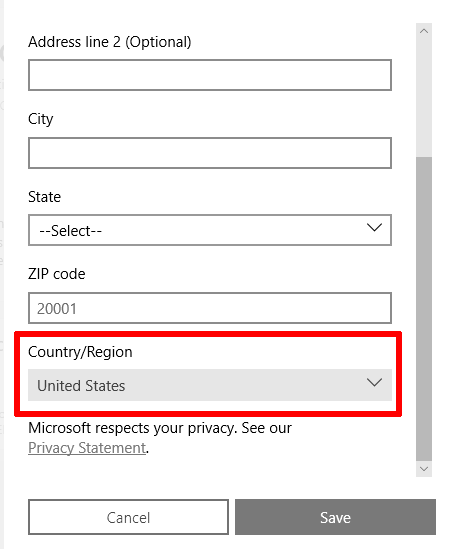 profile address microsoft